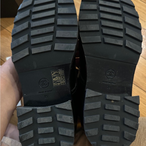 Chanel classic black patten lace up combat boot. - Picture 5 of 10